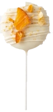 Banana pudding cake pop, white chocolate shell topped with candied garnish
